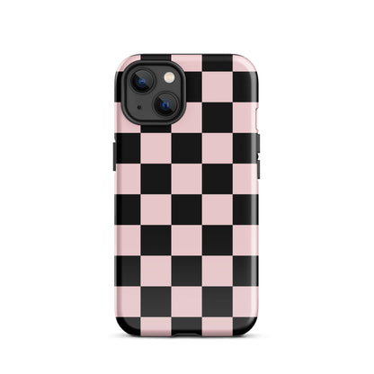 Pink & Black Checkered iPhone Case