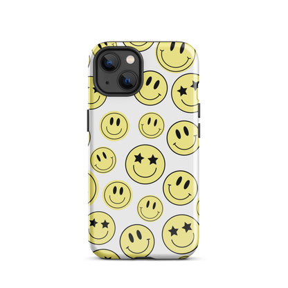 White Smiley Faces iPhone Case