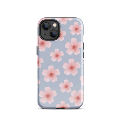 Blue Cherry Blossoms iPhone Case