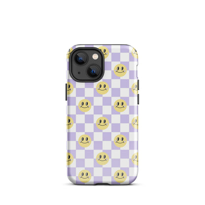 Checkered Smiley Faces iPhone Case Glossy iPhone 13 mini