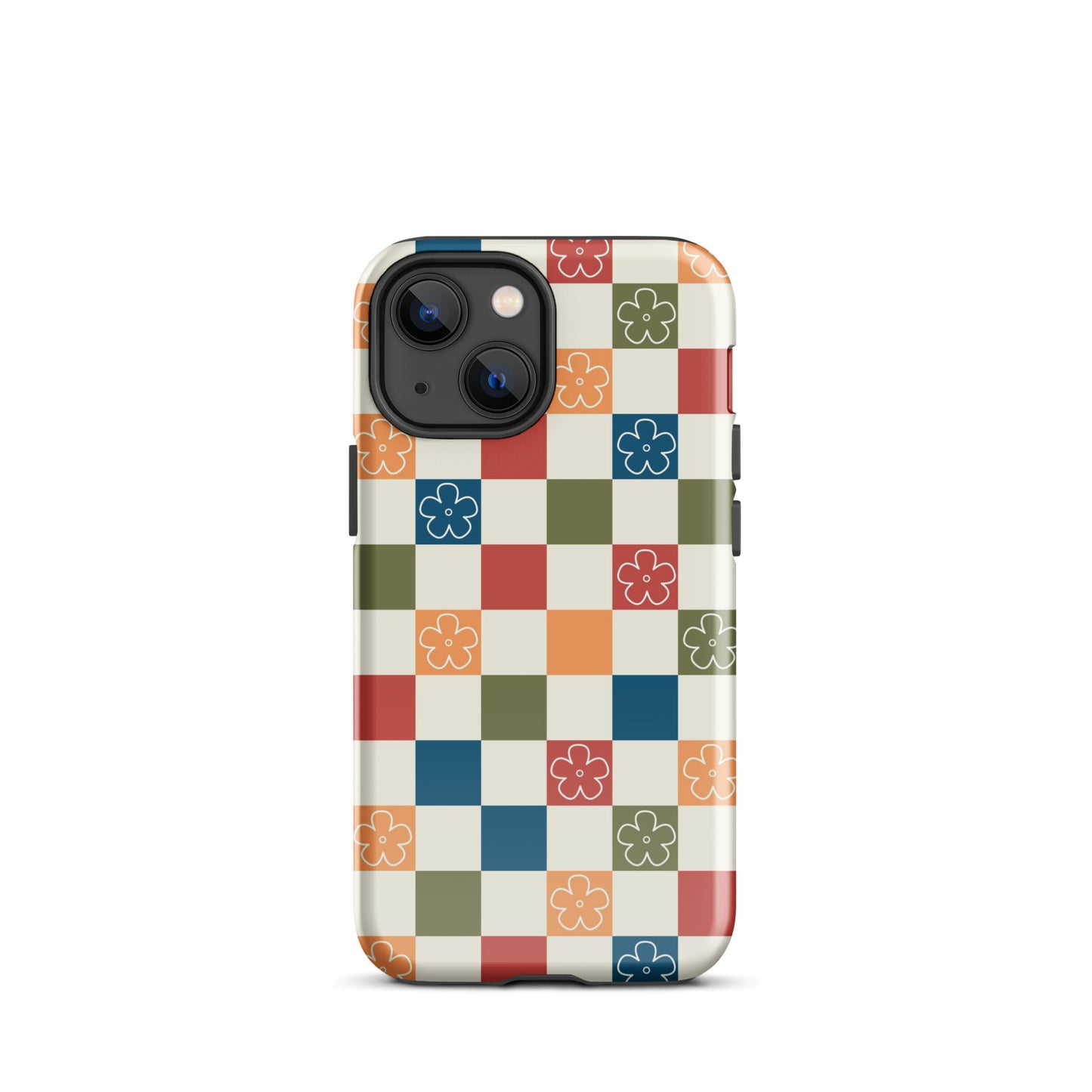 Vintage Flowers Checkered iPhone Case iPhone 13 mini Glossy