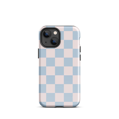 Light Pink & Blue Checkered iPhone Case