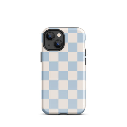 Light Blue & Beige Checkered iPhone Case