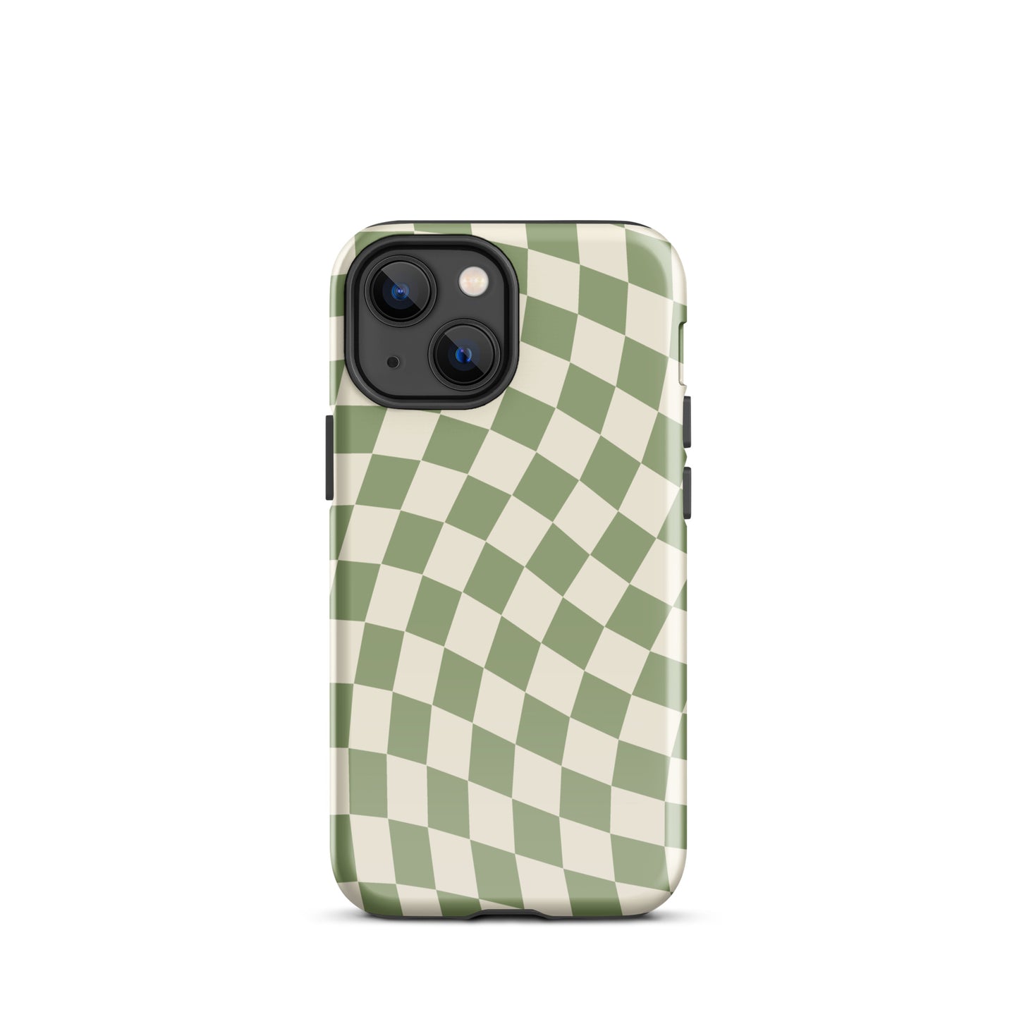Green & Beige Wavy Checkered iPhone Case