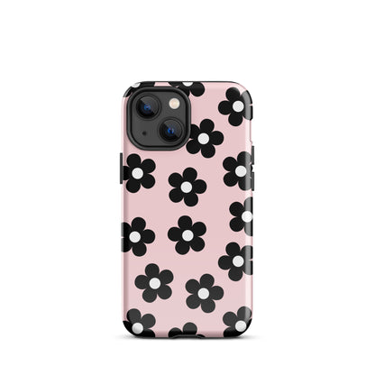 Pink & Black Retro Flowers iPhone Case