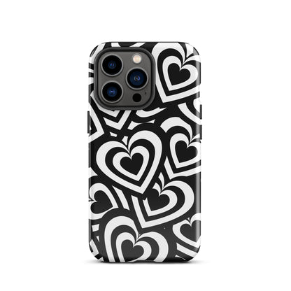 Black & White Hearts iPhone Case iPhone 13 Pro Glossy