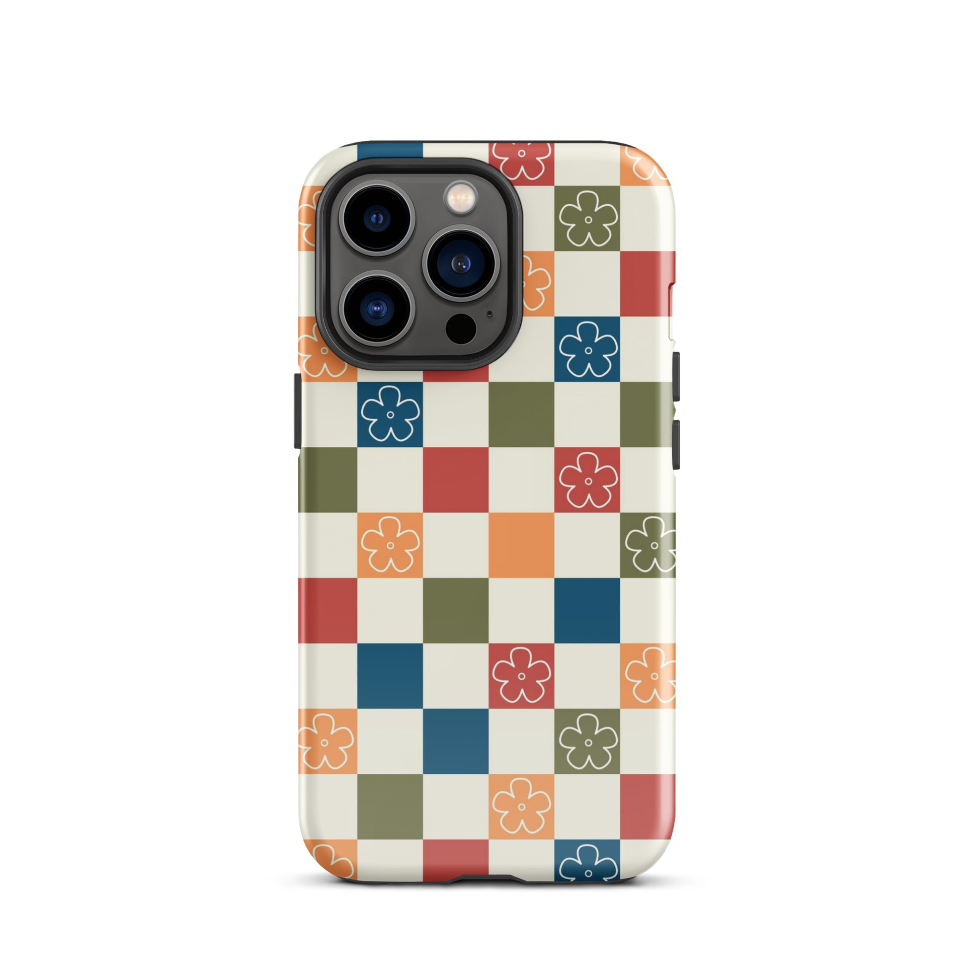 Vintage Flowers Checkered iPhone Case iPhone 13 Pro Glossy