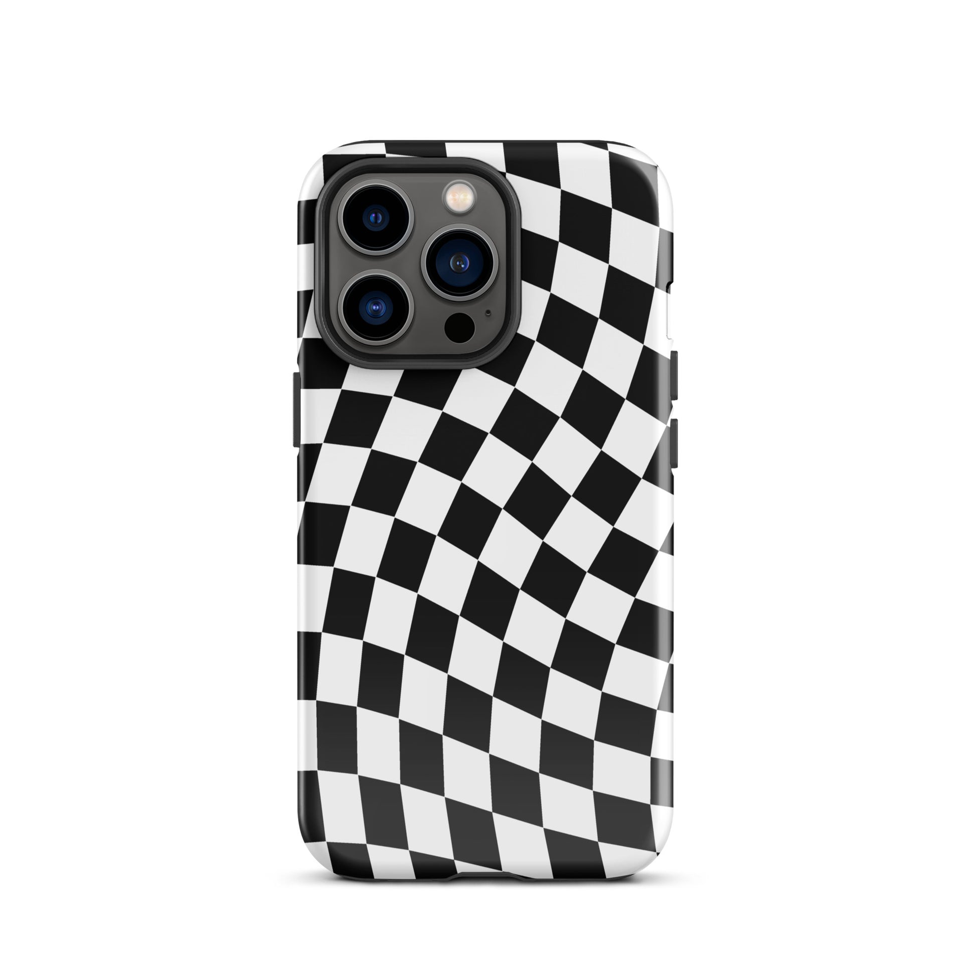Black Wavy Checkered iPhone Case iPhone 13 Pro Glossy