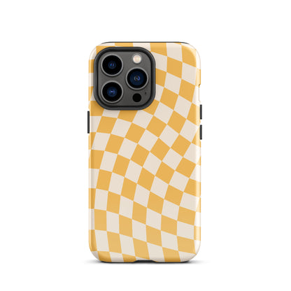 Yellow Wavy Checkered iPhone Case iPhone 13 Pro Glossy