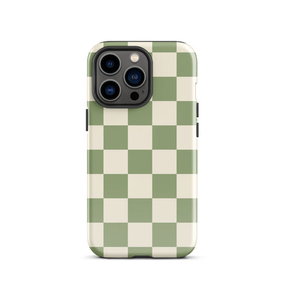 Green & Beige Checkered iPhone Case