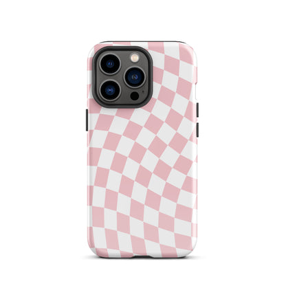 Pink Wavy Checkered iPhone Case