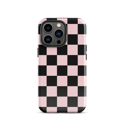 Pink & Black Checkered iPhone Case