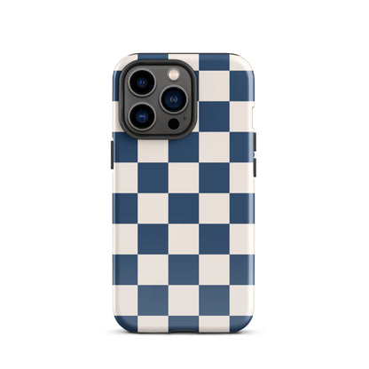 Navy & Beige Checkered iPhone Case