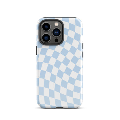 Blue Wavy Checkered iPhone Case