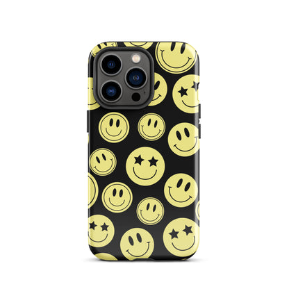 Black Smiley Faces iPhone Case