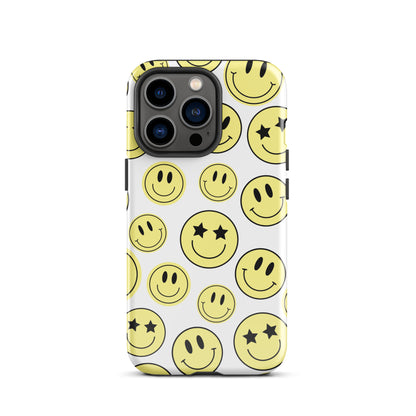 White Smiley Faces iPhone Case