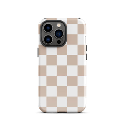 Beige & White Checkered iPhone Case