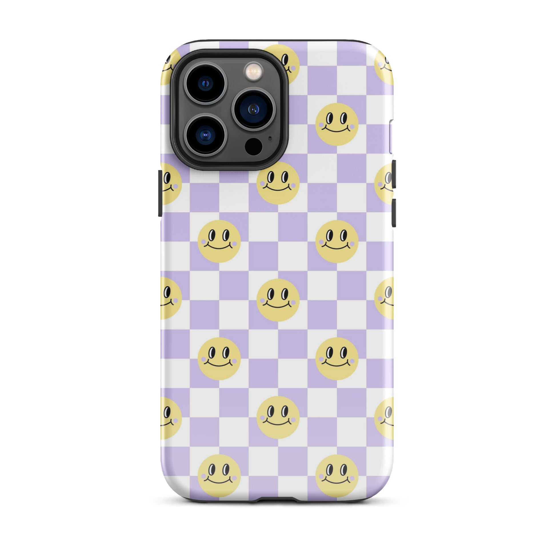 Checkered Smiley Faces iPhone Case Glossy iPhone 13 Pro Max