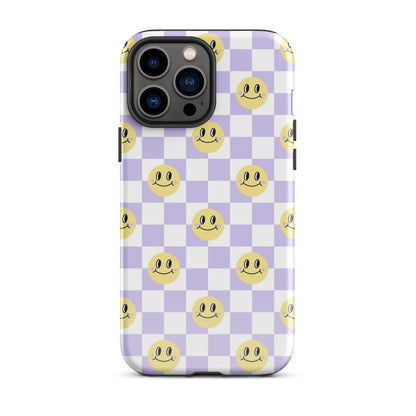 Checkered Smiley Faces iPhone Case Glossy iPhone 13 Pro Max