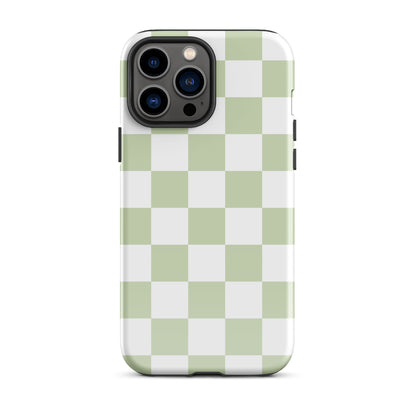 Pastel Green Checkered iPhone Case iPhone 13 Pro Max Glossy