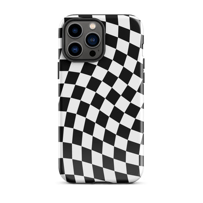 Black Wavy Checkered iPhone Case iPhone 13 Pro Max Glossy