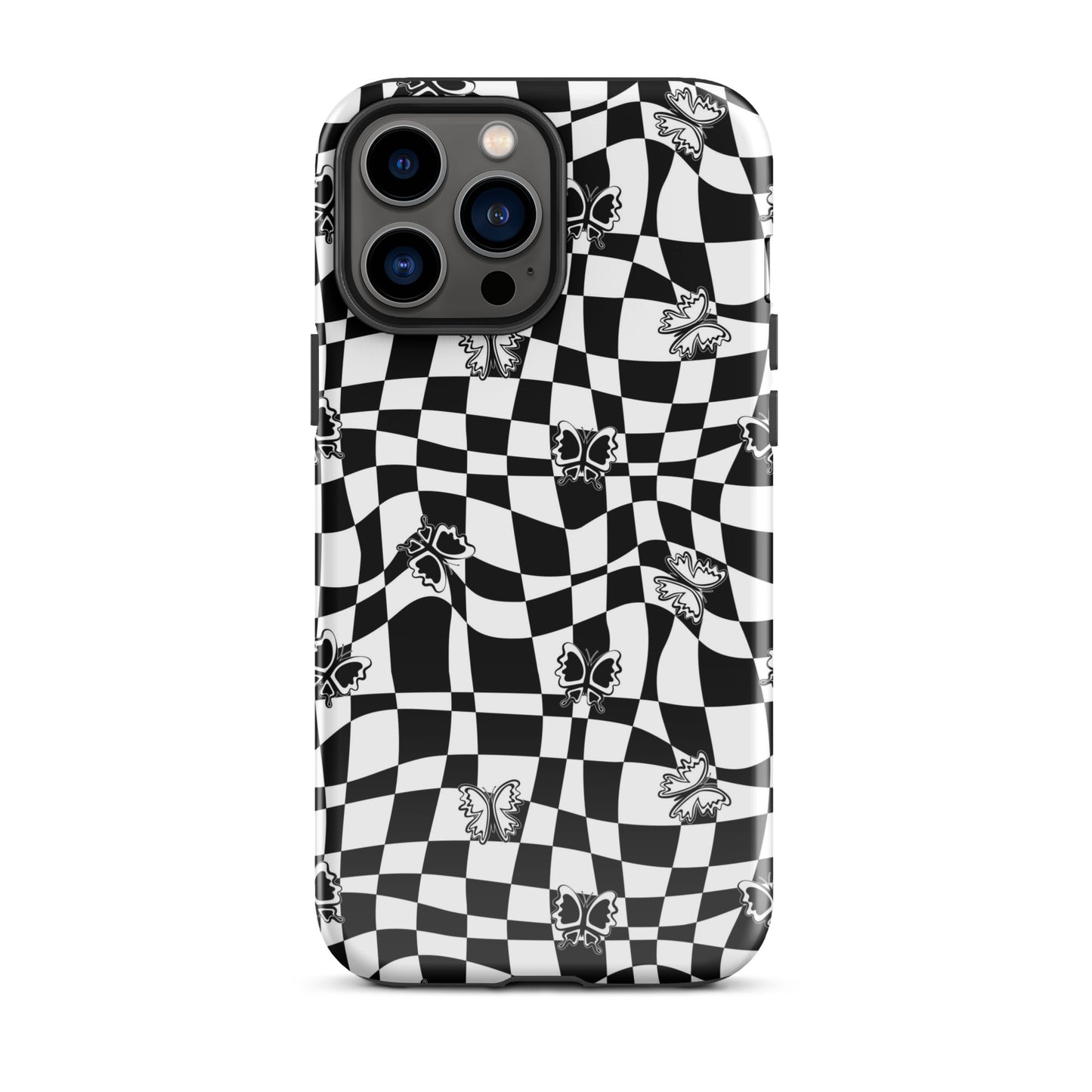 Butterfly Wavy Checkered iPhone Case iPhone 13 Pro Max Glossy