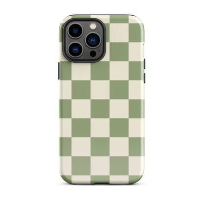 Green & Beige Checkered iPhone Case