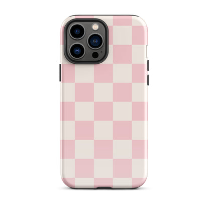 Light Pink & Beige Checkered iPhone Case