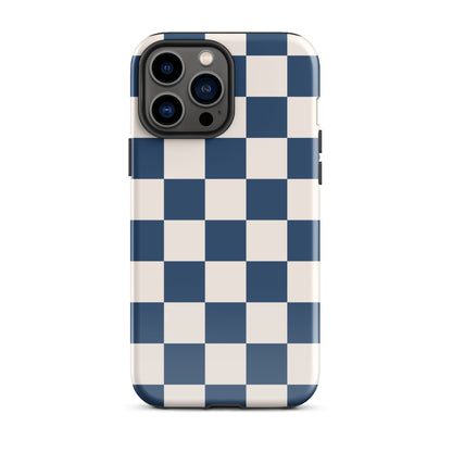 Navy & Beige Checkered iPhone Case