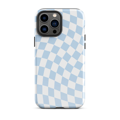 Blue Wavy Checkered iPhone Case