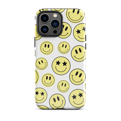 White Smiley Faces iPhone Case