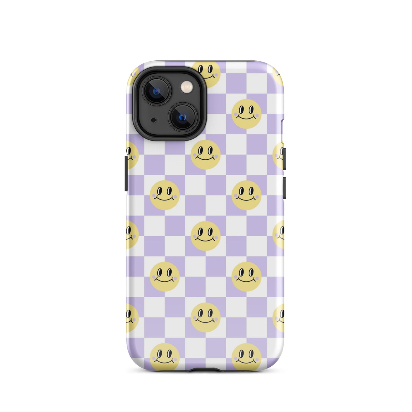 Checkered Smiley Faces iPhone Case Glossy iPhone 14