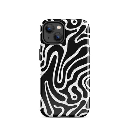 Wavy Noir iPhone Case iPhone 14 Glossy