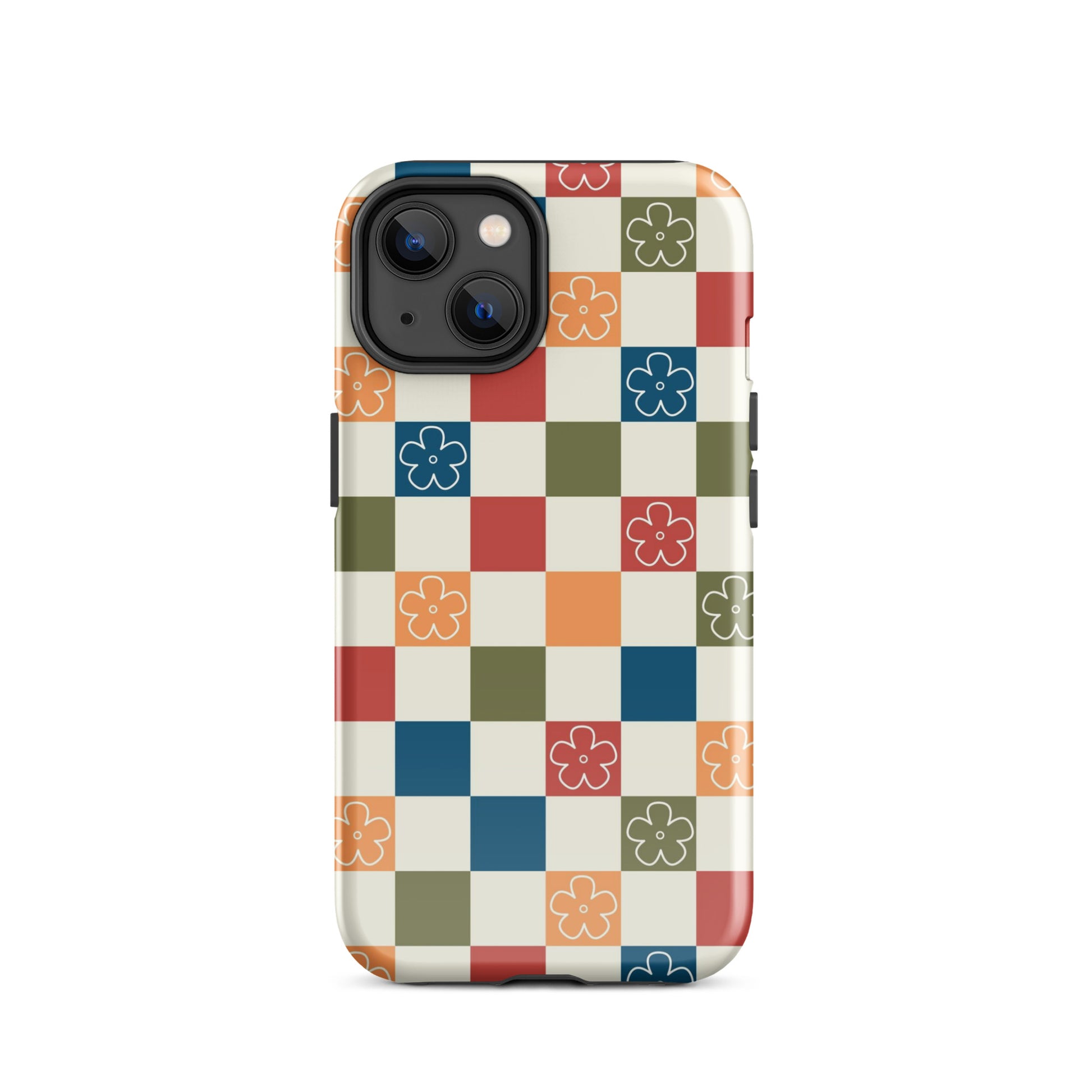 Vintage Flowers Checkered iPhone Case iPhone 14 Glossy