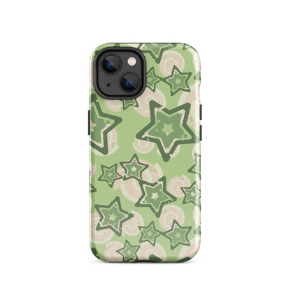 Y2K Green Star iPhone Case iPhone 14 Glossy