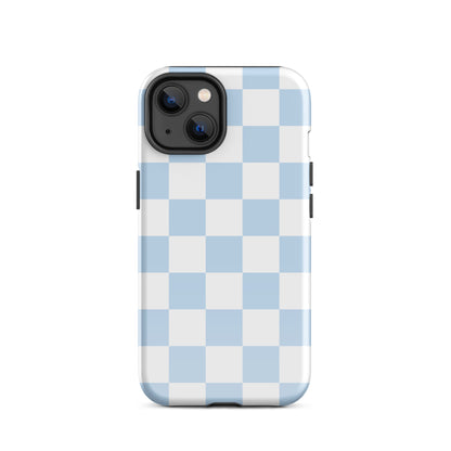Pastel Blue Checkered iPhone Case iPhone 14 Glossy