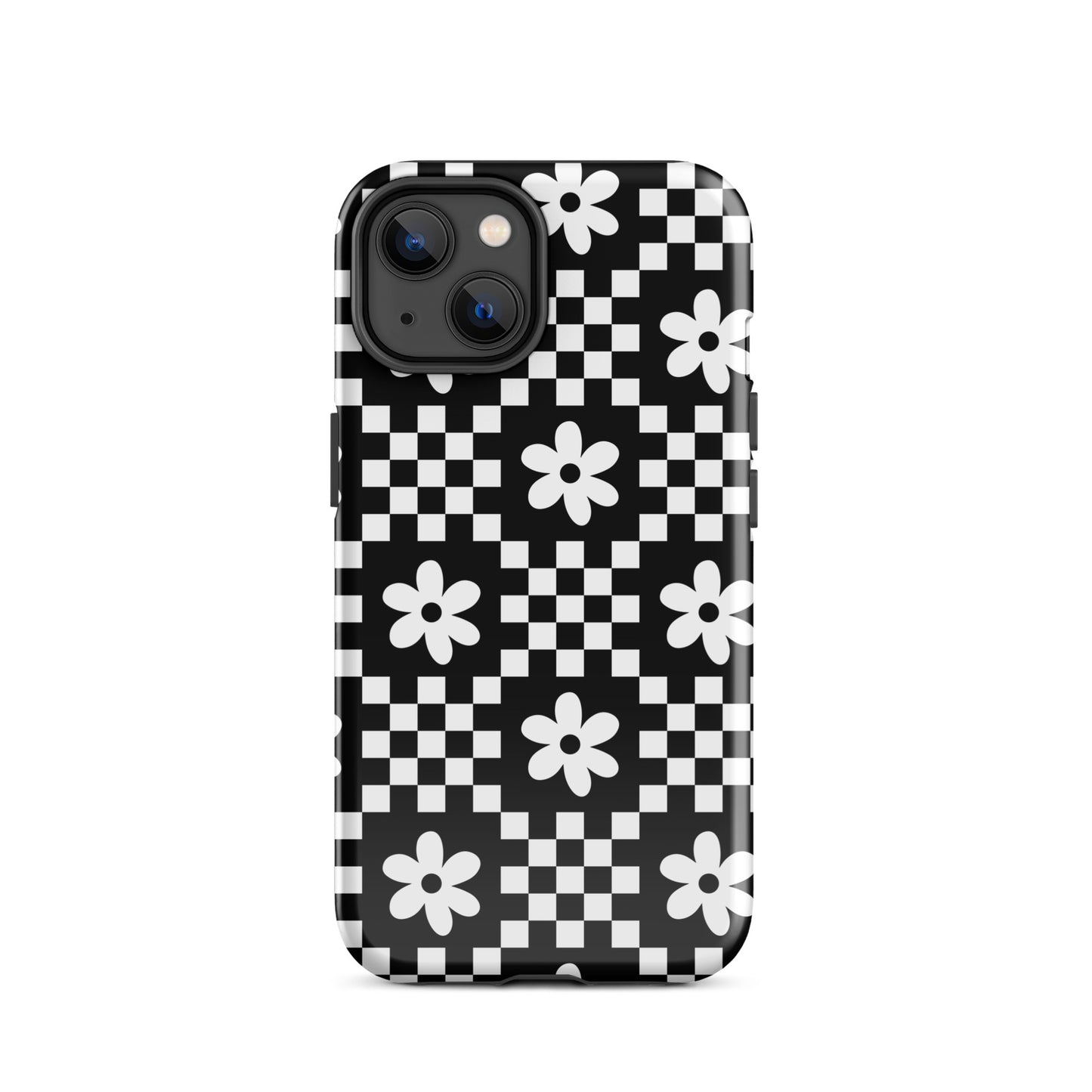 Checkerboard Daisy iPhone Case iPhone 14 Glossy