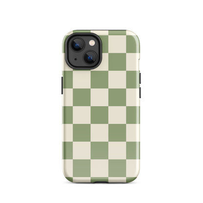 Green & Beige Checkered iPhone Case