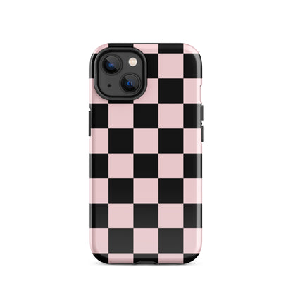 Pink & Black Checkered iPhone Case