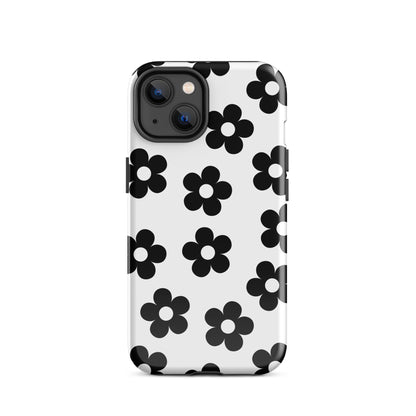 White Retro Flowers iPhone Case