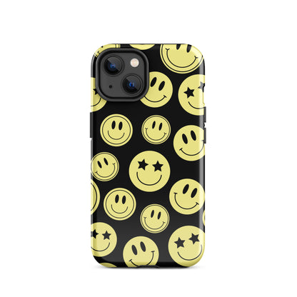 Black Smiley Faces iPhone Case