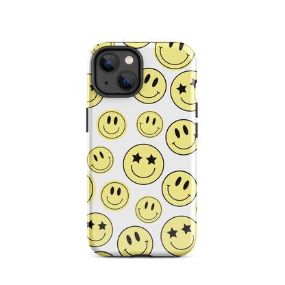 White Smiley Faces iPhone Case