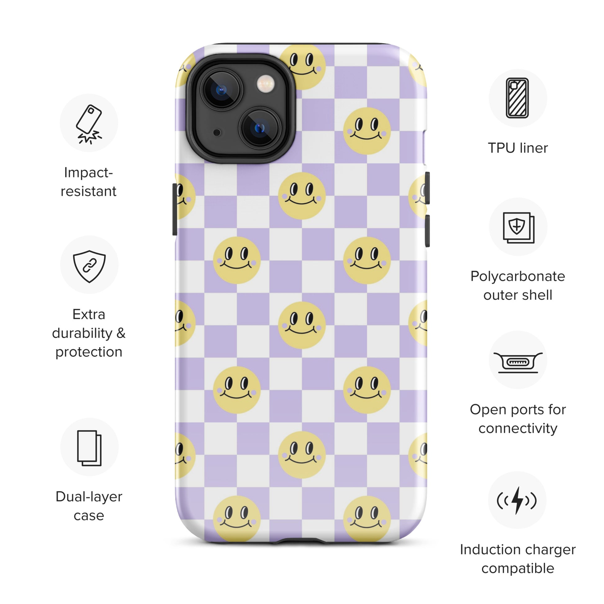 Checkered Smiley Faces iPhone Case