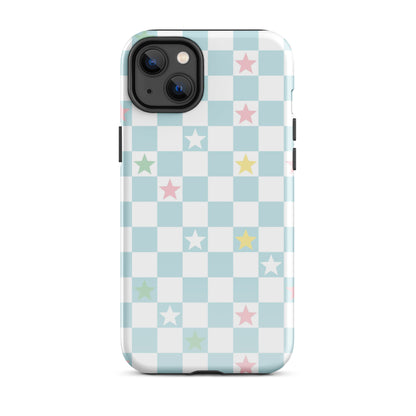 Stars Checkered iPhone Case iPhone 14 Plus Glossy