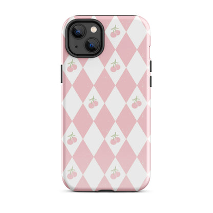 Cherry Argyle iPhone Case iPhone 14 Plus Glossy