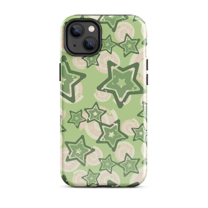 Y2K Green Star iPhone Case iPhone 14 Plus Glossy