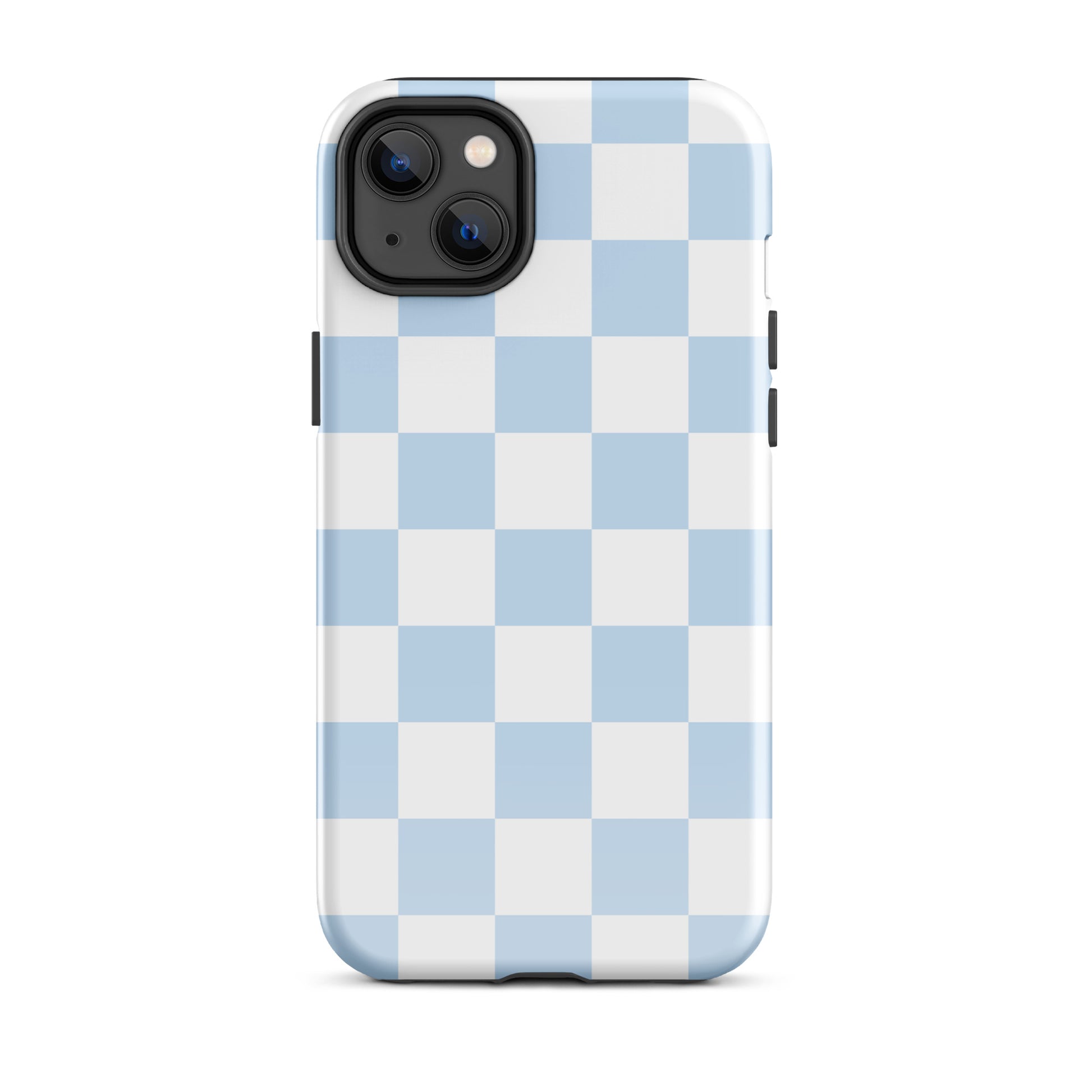 Pastel Blue Checkered iPhone Case iPhone 14 Plus Glossy