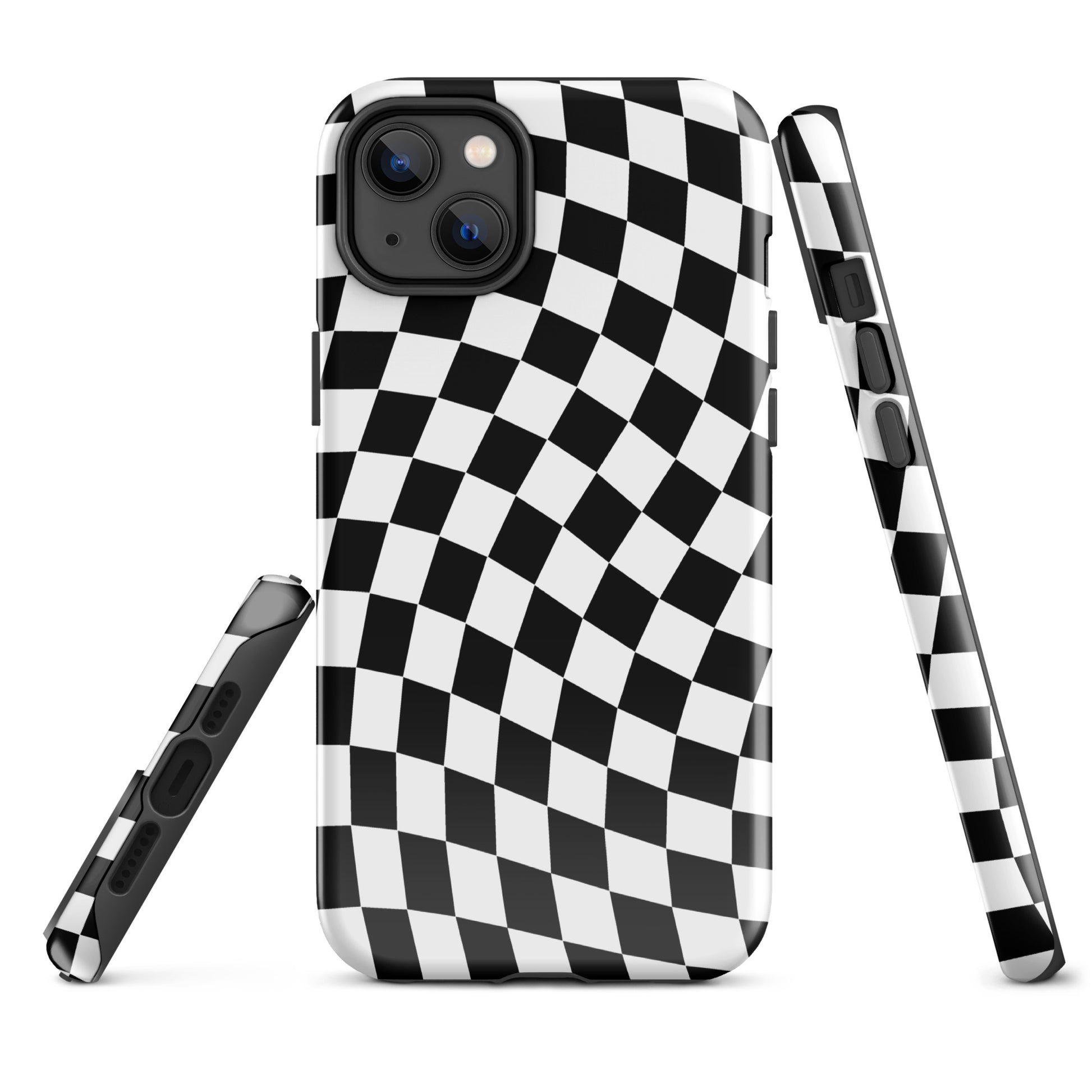 Black Wavy Checkered iPhone Case