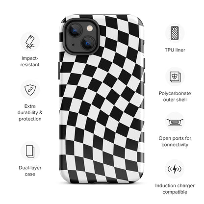 Black Wavy Checkered iPhone Case