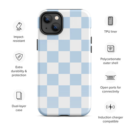 Pastel Blue Checkered iPhone Case
